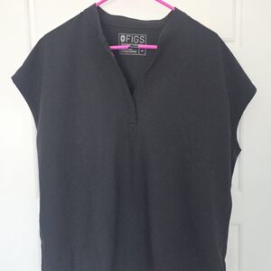 FIGS Black V-Neck Tunic Top
